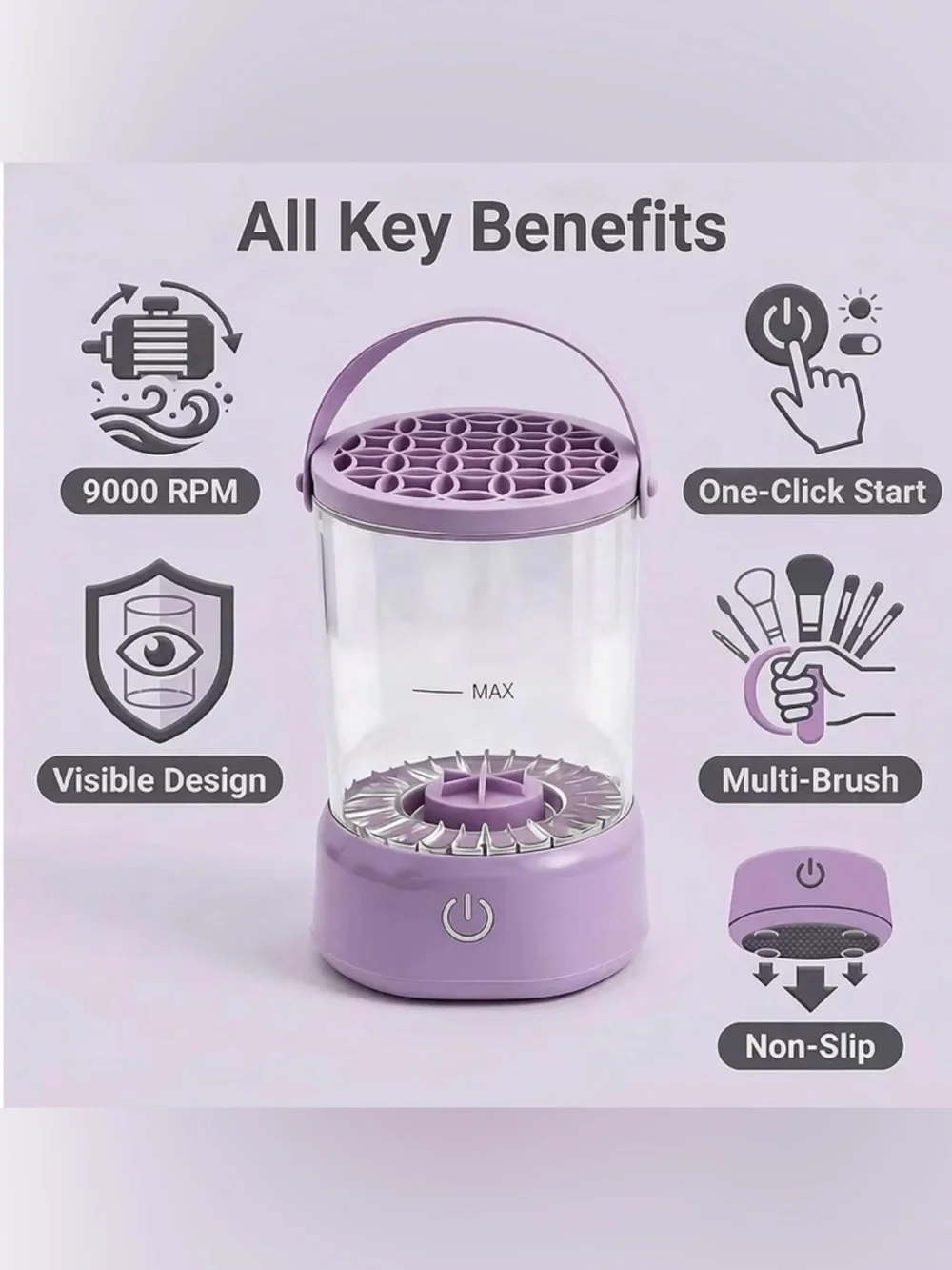 9000 RPM Electric Makeup Brush Cleaning Machine